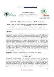 Anthelmintic activity of Cassia auriculata L. extracts-In vitro study