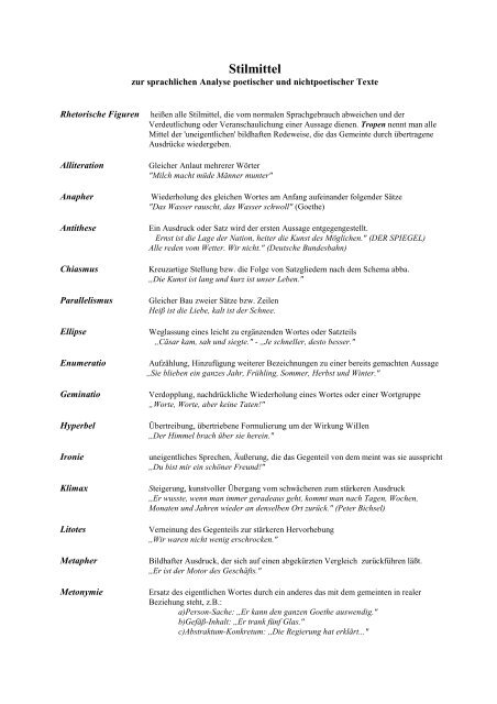 Stilmittel Liste Mit Wirkung Pdf Stilmittel