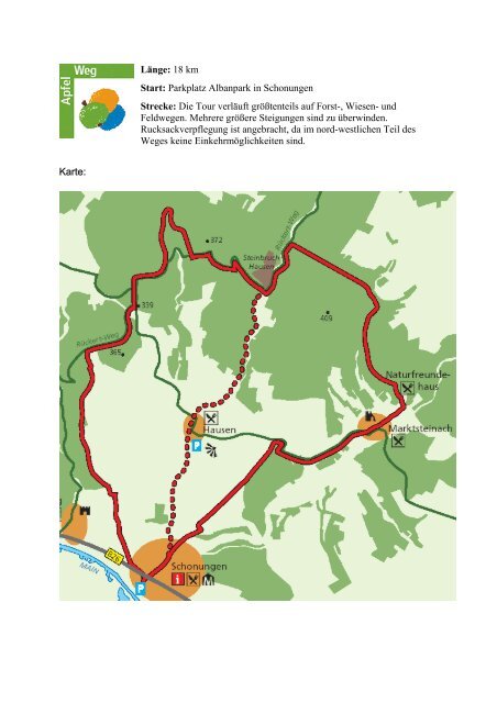 Länge: 18 km Start: Parkplatz Albanpark in Schonungen Strecke ...