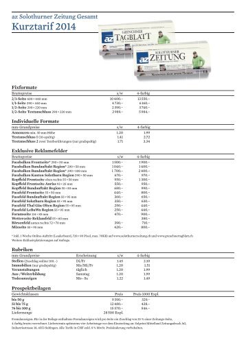 az Solothurner Zeitung Gesamt Kurztarif 2014.indd - Service