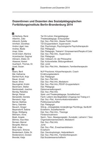 Dozentinnen und Dozenten 2014 - SFBB