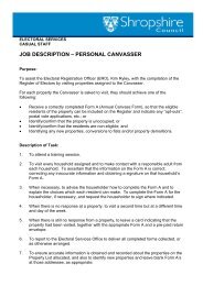 JOB DESCRIPTION – PERSONAL CANVASSER - Shropshire Council