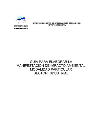 GuÍa Para Elaborar La ManifestaciÓn De Impacto ... - sinat - Semarnat