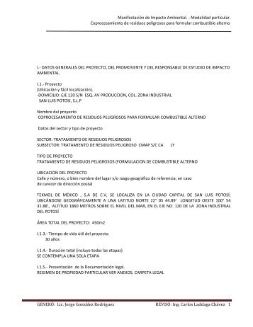 Manifestación de Impacto Ambiental. - Modalidad ... - sinat - Semarnat