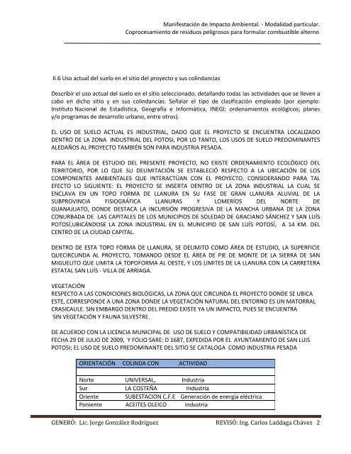 Manifestación de Impacto Ambiental. - Modalidad ... - sinat - Semarnat