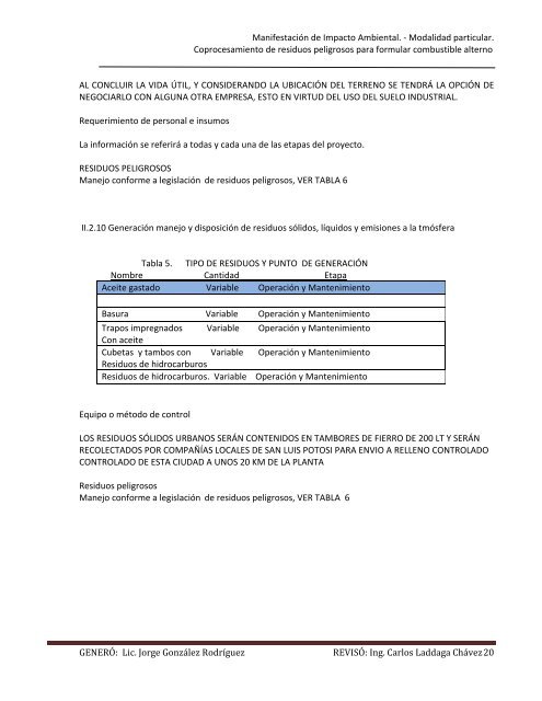 Manifestación de Impacto Ambiental. - Modalidad ... - sinat - Semarnat