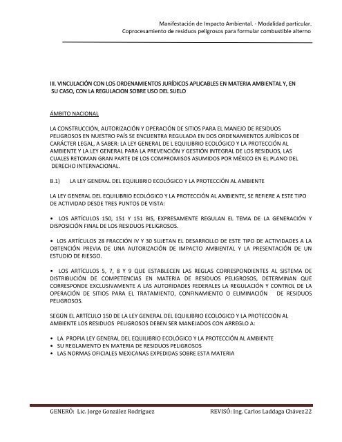 Manifestación de Impacto Ambiental. - Modalidad ... - sinat - Semarnat