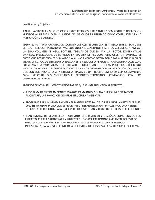 Manifestación de Impacto Ambiental. - Modalidad ... - sinat - Semarnat