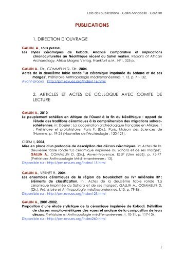 Gallin Annabelle Bilbiographie Ceramologie
