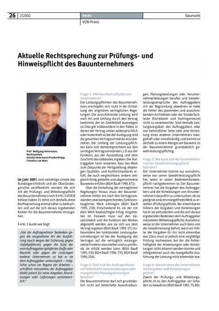 Aktuelle Rechtsprechung zur Prüfungs- und ... - Bauverlag