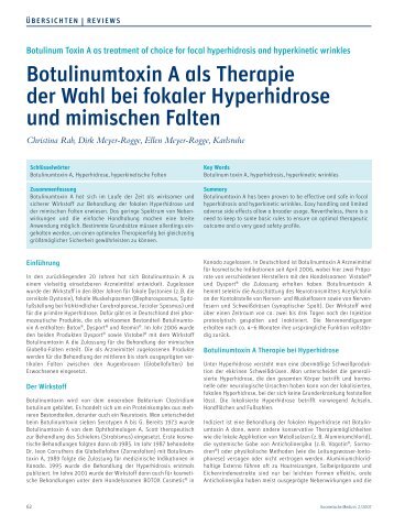Botulinumtoxin A als Therapie der Wahl bei fokaler ... - Skin Center