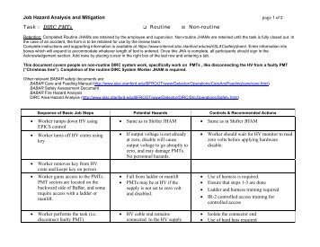 Job Hazard Analysis and Mitigation Task : DIRC PMTs ... - SLAC