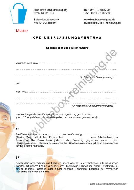 Kfz überlassungsvertrag Muster