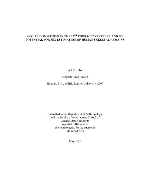 SEXUAL DIMORPHISM IN THE 12TH THORACIC VERTEBRA AND ...