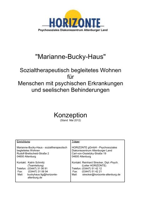 "Marianne-Bucky-Haus" Konzeption - Horizonte