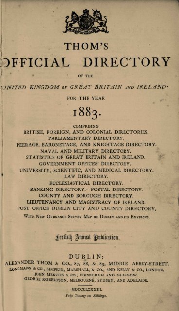 OFFICIAL DIRECTORY 1883. - Source