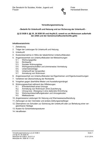 Verwaltungsanweisung zu § 22 SGB II - Die Senatorin für Soziales ...