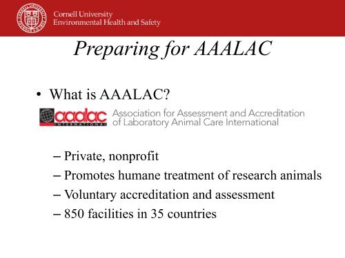 AAALAC Inspection - Environmental Health & Safety