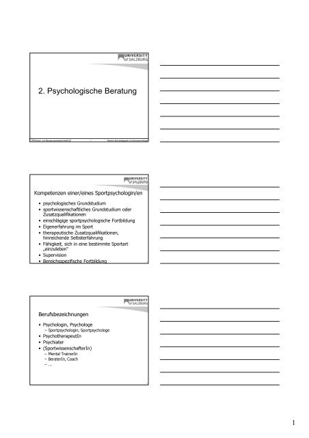 2. Psychologische Beratung - IFFB Sport- und ...