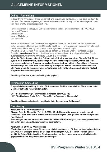 USI-Sportprogramm WS 2013/14 als PDF - IFFB Sport- und ...