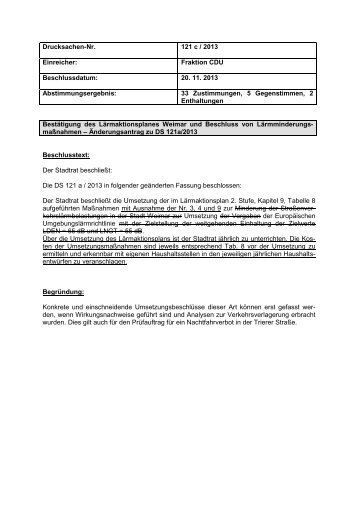 2013_121c - Bestätigung Lärmaktionsplan und ... - Stadt Weimar