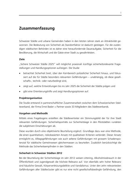 Sichere Schweizer Städte 2025 - Schlussbericht - Schweizerischer ...