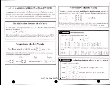 Multiplicative Inverse of a Matrix Determinant of a 2x2 Matrix