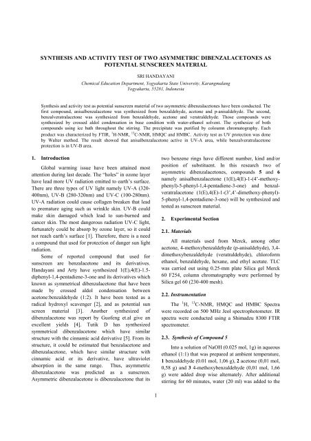 synthesis and activity test of two asymmetric ... - Staff UNY