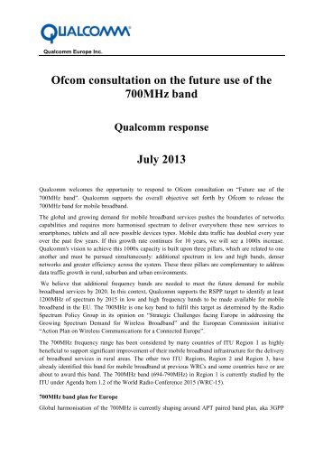 Qualcomm - Stakeholders - Ofcom