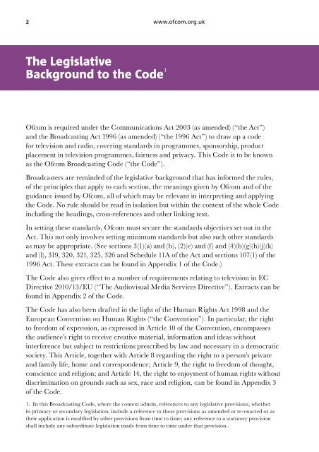 THE OFCOM BROADCASTING CODE - Stakeholders