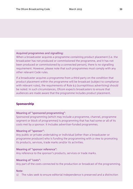 THE OFCOM BROADCASTING CODE - Stakeholders