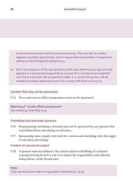 THE OFCOM BROADCASTING CODE - Stakeholders