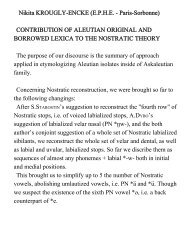 Contribution of Aleutian original and borrowed lexica to the Nostratic ...