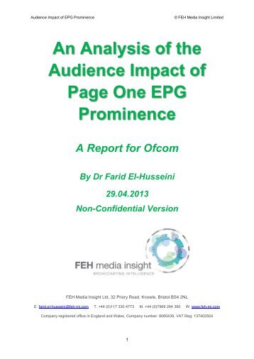 An Analysis of the Audience Impact of Page One ... - Stakeholders