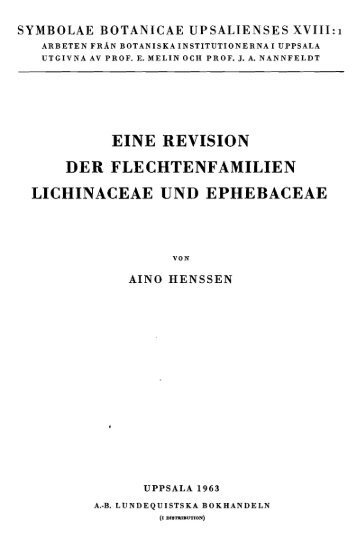 eine revision der flechtenfamilien lichinaceae und ephebaceae