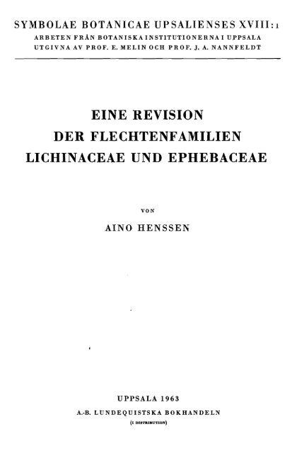 eine revision der flechtenfamilien lichinaceae und ephebaceae