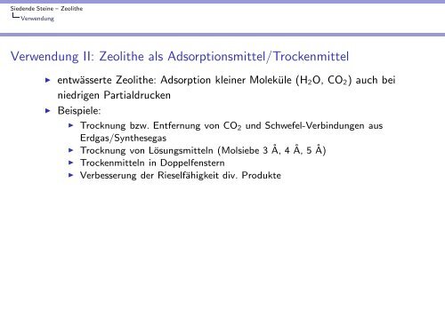 Zeolithe - Anorganische Chemie, AK Röhr, Freiburg