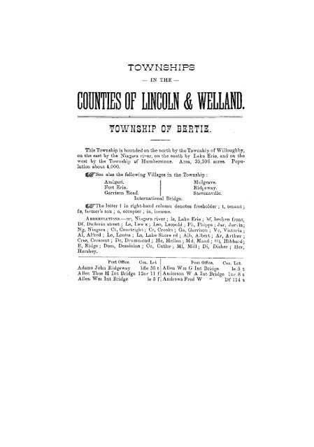 counties of lincoln & welland. - Toronto Public Library