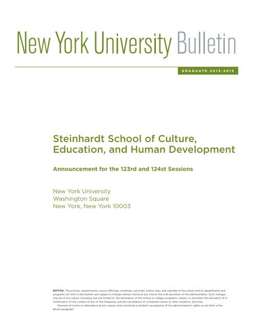 applied psychology art education health media ... - NYU Steinhardt