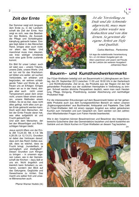 Gemeindebrief September 2013 - Evangelische Stiftung Tannenhof