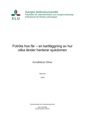 Fotröta hos får – en kartläggning av hur olika länder hanterar ... - SLU