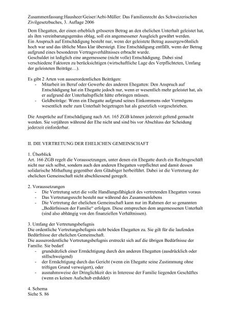Teilzusammenfassung Hausheer/Geiser/Aebi-Müller