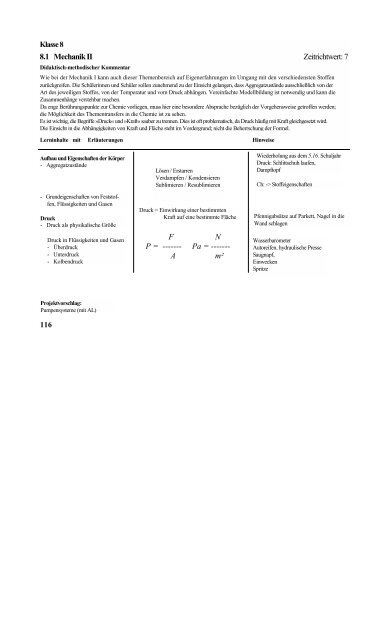 Biologie / Chemie / Physik - Lehrpläne