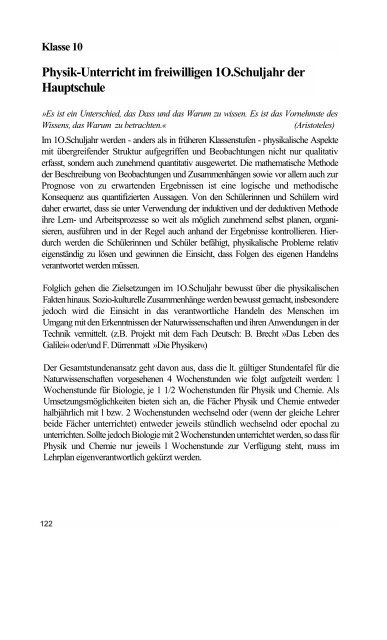 Biologie / Chemie / Physik - Lehrpläne