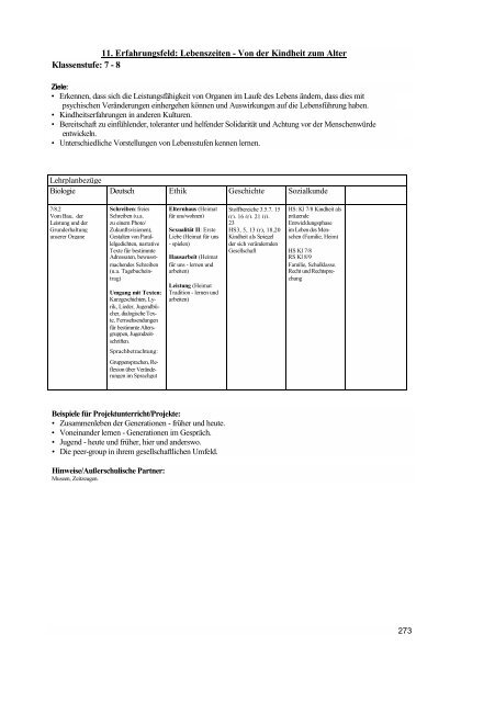 Biologie / Chemie / Physik - Lehrpläne