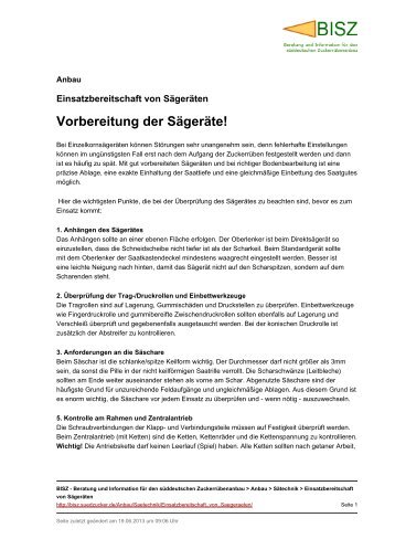 Vorbereitung der Sägeräte! - BISZ