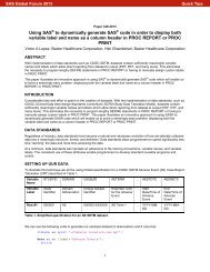 349-2013: Using SAS® to Dynamically Generate SAS® Code in ...