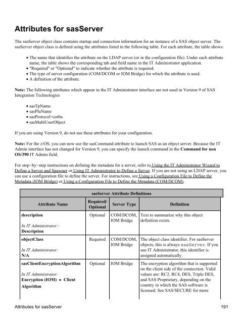 SAS® Integration Technologies: Administrator's Guide (LDAP Version)