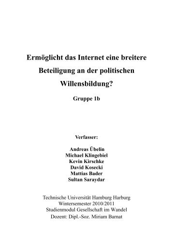 Ermöglicht das Internet eine breitere Beteiligung an der politischen ...