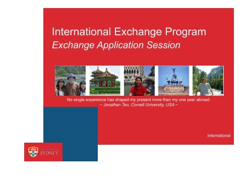 International Exchange Program - The University of Sydney